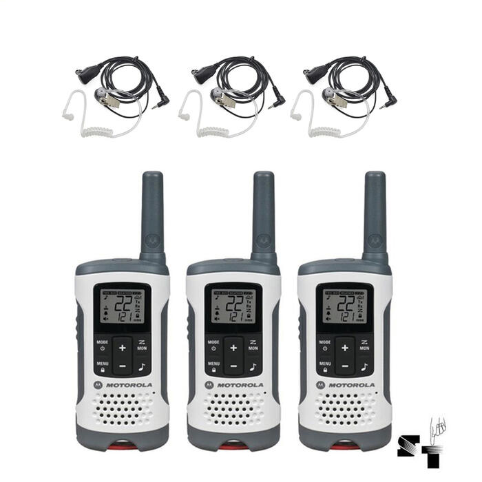 Trio de Handies Motorola T260 40 KM - 22 Canales + 3 Auriculares
