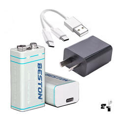 Dos Bateras 9 Volt Recargable Beston Usb C 1000mah