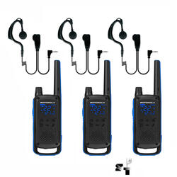 Trio de Handies Motorola T802 56 km - 22 Canales - Digital - Bluetooth + 3 Auriculares JH-614